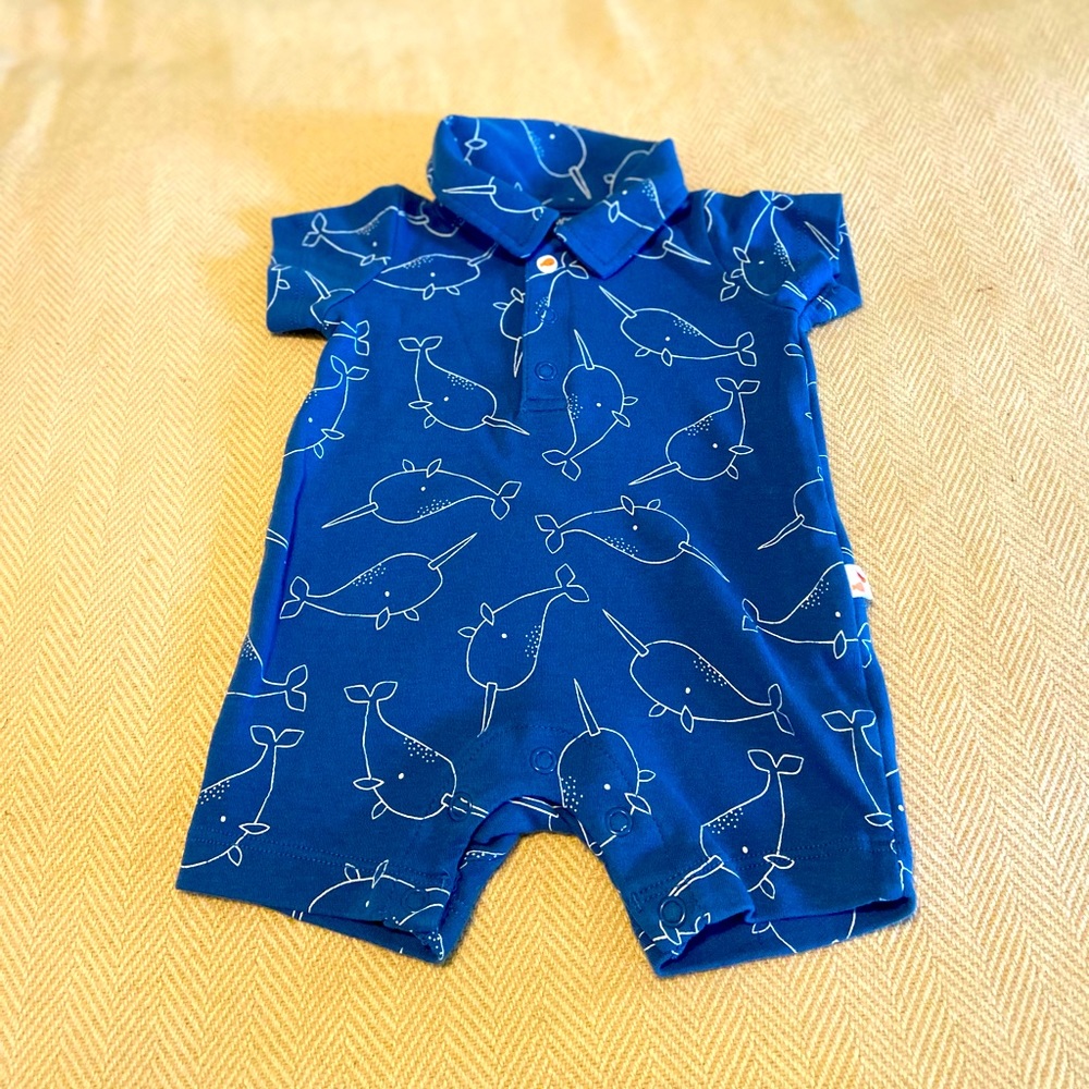 Baby Boy Blue Narwhal Romper - Mac & Moon